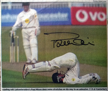 PAUL-NIXON-autograph-signed-Leics-cricket-memorabilia-newspaper-pic-Foxes-kent-england-wicket keeper-nicko
