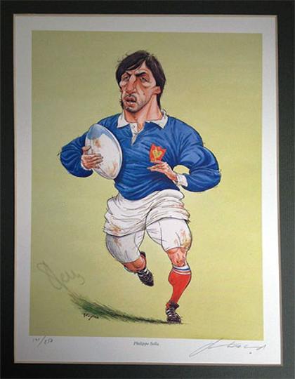 PHILIPPE SELLA memorabilia France rugby memorabilia signed John Ireland rugby print sports memorabilia autograph