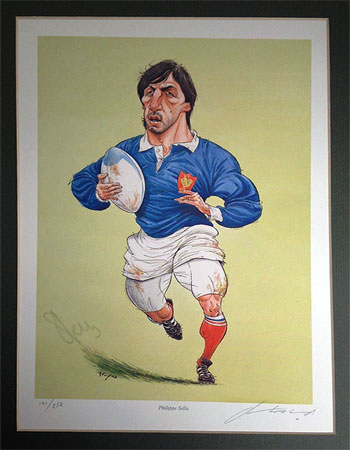 PHILIPPE SELLA autograph signed french rugby memorabilia France signed John Ireland artist rugby print 