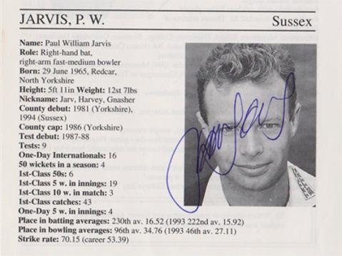 Paul-Jarvis-autograph-signed-sussex-cricket-memorabilia-england-fast-bowler-whos-who-signature