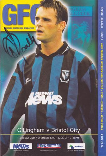 Paul-Scally-autograph-signed-Gillingham-football-memorabilia-1999-programme-the-gills-owner-priestfield-stadium-soccer-kent
