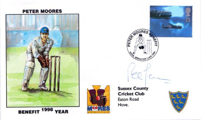 Peter-Moores-autograph-signed-Sussex-cricket-memorabilia-signed-1998-benefit-season-first-day-cover-fdc-hove-england-coach-signature-stamps