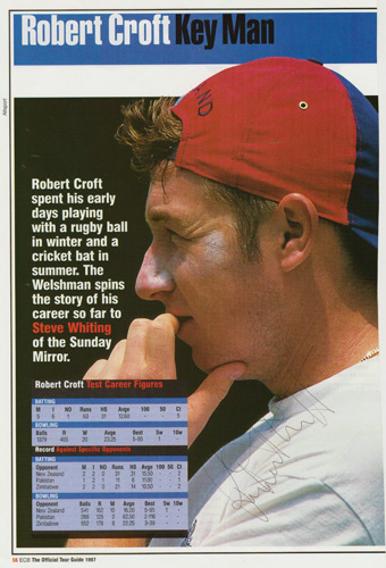 ROBERT-CROFT-autograph-signed-Glamorgan-cricket-memorabilia-England-test-match-spinner-wales-ECB-Official-Tour-Guide-1997-bio-career-stats