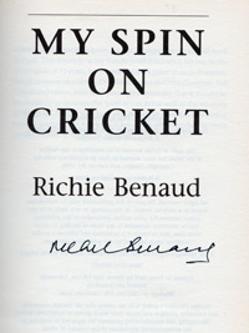 Richie Benaud signed book My Spin on Cricket cover signature