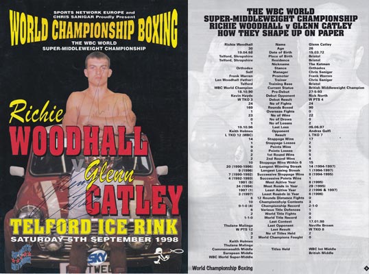 Richie-Woodhall-autograph-signed-wbc-super-middleweight-world-championship-boxing-memorabilia-programme-glenn-catley-telford-1998