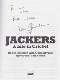 Robin-Jackman-autograph-signed-book-autobiography-Jackers-a-life-in-cricket-south-africa-England-test-match-bowler-surrey-ccc-first-edition