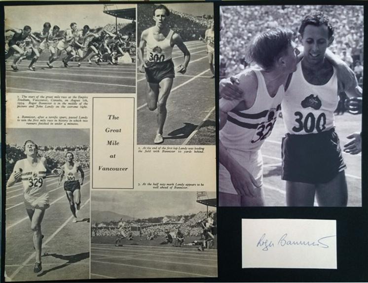 Roger-Bannister-autograph-signed-athletics-four-minute-mile-memorabilia-the-great-mile-john-landy-empire-games-vancouver-1954