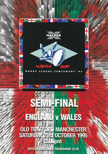 Rugby-League-world-cup-memorabilia-1995-programme-england-wales-semi-final-autograph-signed-Betts-Edwards-Farrell-Offiah-Moriarty-Iestyn-Harris-Devereaux-Phil-Ford-Old-Trafford