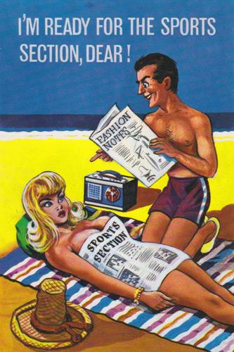 Saucy-postcard-smutty-bawdy-mcgill-sports-sporting-memorabilia-sexy-seaside-humour-fun-funny-buxom-blonde newspaper media back pages
