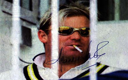 Shane Warne autograph signed Australia cricket memorabilia Hampshire Royals signature smoking Ashes