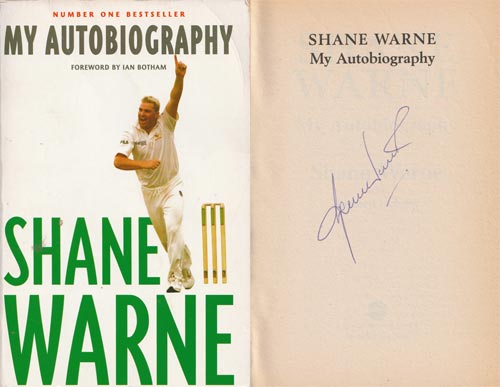 shane warne signed autobiography book