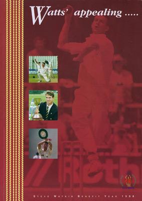 Steve-Watkin-autograph-signed-Glamorgan-Cricket-memorabilia-1998-benefit-brochure-gccc-testimonial-england-test-match-fast-bowler-wales-watts-signature