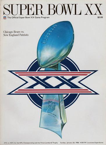 Super-Bowl-XX-20-GameDay-Programme-Program-Chicago-Bears-New-England-Patriots-1986-NFL-Vince-Lombardi-Trophy-Louisiana-Superdome-Monsters-Midway