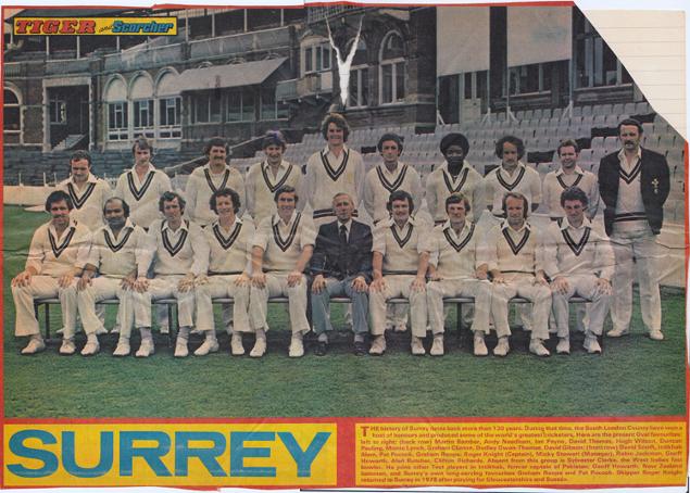 Surrey-CCC-Cricket-memorabilia-Oval-1978-team-photo-Tiger-comic-playing-squad
