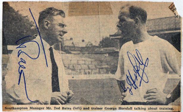 Ted-Bates-autograph-signed-Southampton-FC-football-memorabilia-Saints-manager-player-Soton-trainer-George-Horsfall-signature-edward