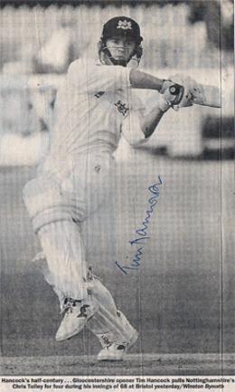 Tim-Hancock-autograph-signed-Gloucestershire-Gloucs-CCC-cricket-memorabilia-newspaper-picture-batting-opening-batsman-signature