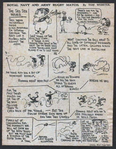 Tom-Webster-army-royal-navy-rugby-match-1926-caricature-the-sad-sea-waves-daily-mail-cartoon-sports-artist