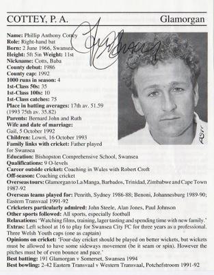 Tony-Cottey-autograph-signed-Glamorgan-cricket-memorabilia-batsman-paul-signature-wales-cricketers whos who bio page career stats