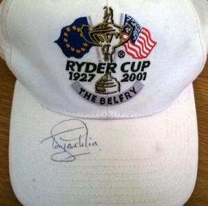 TONY JACKLIN signed Ryder Cup golfing cap 1927 2001 The Belfry golf course
