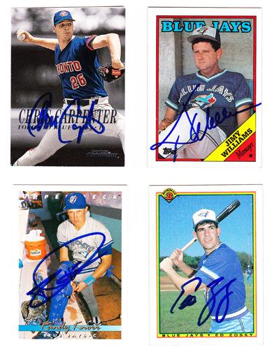 Toronto-Blue-Jays-MLB-signed-baseball-cards-Chris-Carpenter-Williams-Knorr-Zosky