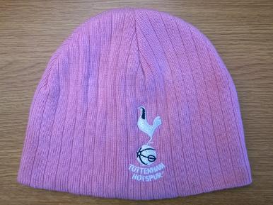 Tottenham-Hotspur-Spurs-wollen-woolly-hat-cap-pink-logo-football-memorabilia-clothing