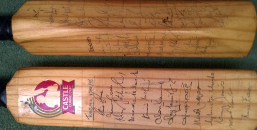 Transvaal-1984-85-Currie-Cup-winners-signed-cricket-bat-Western-Province Graeme Pollock