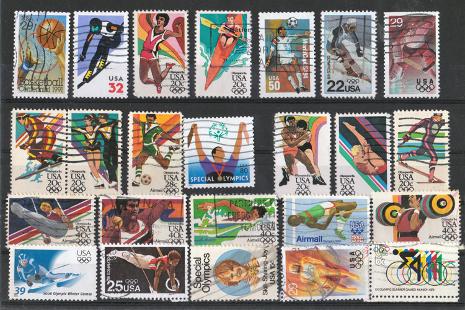 US-Sports-memorabilia-USA-Stamp-collection-Olympic-Games-stamps-skiing-memorabilia-kayaking-memorabilia-gymnastics-memorabilia-memorabilia-wrestling-memorabilia-special-olympics-memorabilia