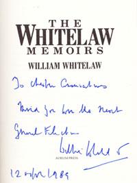 WILLIAM WHITELAW signed The Whitelaw Memoirs political autobiography Willie autograph home secretary margaret thatcher