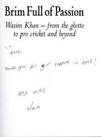 WASIM KHAN (Pakistan) signed copy of  