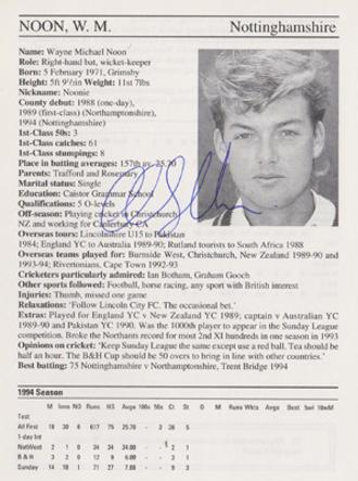 Wayne-Noon-autograph-signed-notts-cricket-memorabilia-signature-1995-ccc-county-cricketers-whos-who