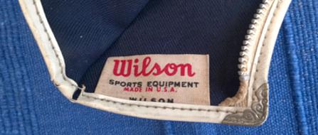 Wilson-tennis-memorabilia-vintage-racket-head-cover-plaid-zip-zpper-1960s-1970s-made-in-USA-sports-equipment-pouch-ball-cloth
