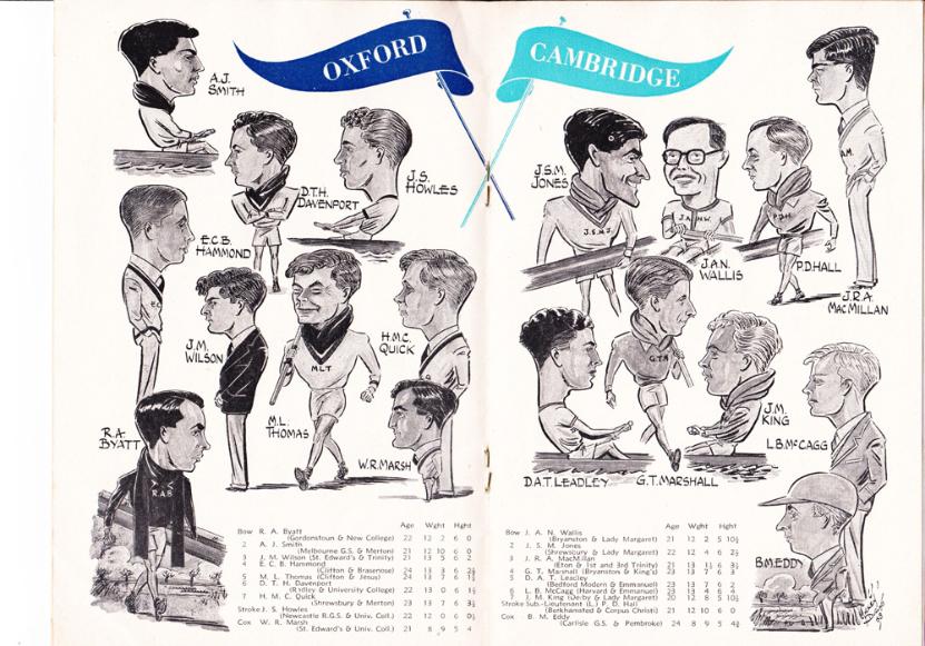 1953-Boat-Race-rowing-memorabilia-programme-Cambridge-Oxford-crew-eights-Varsity-vintage