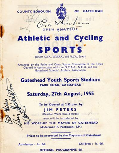 1955-Gateshead-Sports-Athletics-Cycling-programme-signed-Jim-Peters-350