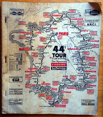 1957-Tour-de-France-memorabilia cycling-memorabilia media-guide-signed-Alex-Virot cycle memorabilia