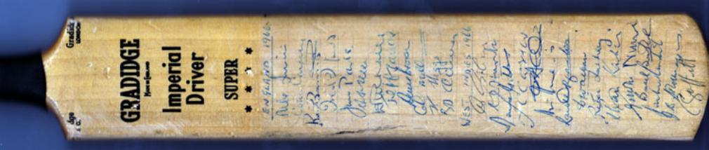 1966 WEST INDIES & ENGLAND SIGNED GRADIDGE IMPERIAL DRIVER MINI-BAT