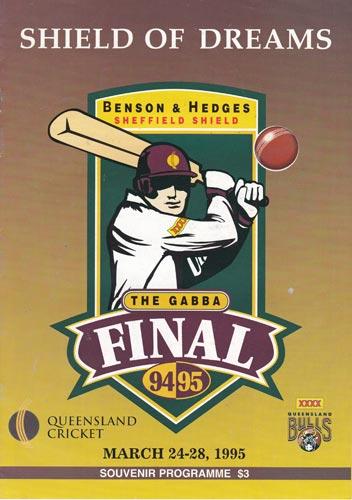 1995-Sheffield-Shield-final-programme-Queensland-Bulls-champions-Gabba-Hayden-Love-Barsby-Law-South-Australia-cricket-memorabilia