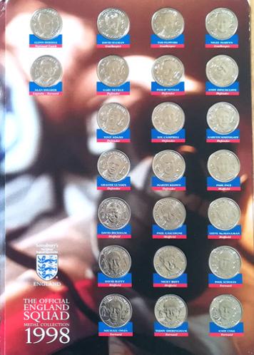1998-Official-England-World-Cup-Medal-Collection-booklet-Sainsburys-Glenn-Hoddle-Paul-Gascoigne-Football-memorabilia-France-98-Seaman-David-Beckham-Owen-Shearer