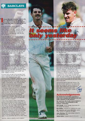 ALAN-IGGLESDEN-autograph-signed-Kent-cricket-memorabilia-1998-benefit-brochure-KCCC-sitfires-brain-tumour-charity-Iggy-golf-day-signature testimonial