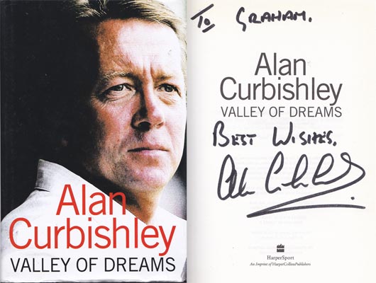 ALAN CURBISHLEY signed Valley of Dreams book 