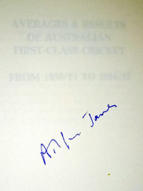 Alfred James Signed Australian Cricket Averages Results 1850-1915 