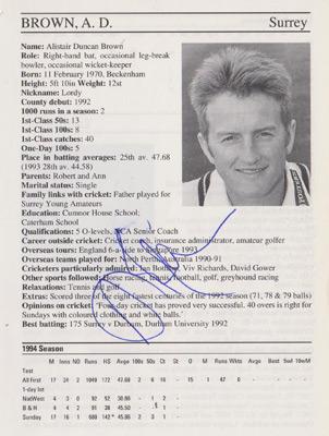 Alistair-Brown-autograph-signed-Surrey-cricket-memorabilia-signature-england-batsman-ally-1995-county-cricketers-whos-who