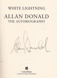 Allan-Donald-autograph-signed-white-lightning-autobiography-book-south-africa-cricket-memorabilia-warks-ccc-first-edition-hardback-1999