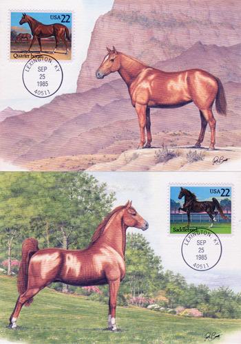American-horse-memorabilia-Appaloosa-Quarterhorse-Memorabilia-USA-Stamps-22-cents-FDC-Folk-Art-Equestrian-Memorabilia-Rodeo-USA-Sports-Memorabilia-Kentucky