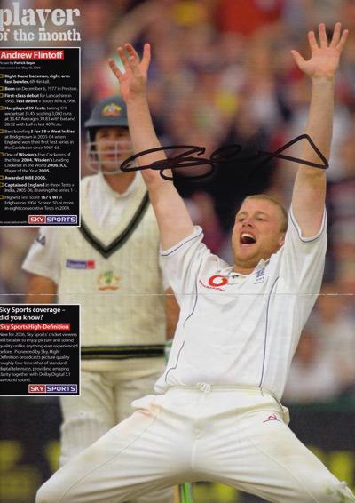 Ian Botham Freddie Flintoff signed England Test match cricket poster memorabilia