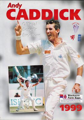 Andy-Caddick-autograph-signed-Somerset-Cricket-memorabilia-1999-benefit-brochure-sccc-testimonial-england-test-match-fast-bowler-cadlee-new-zealand-signature
