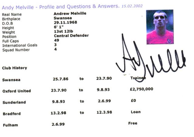 Andy-Melville-autograph-signed-Sunderland-fc-football-memorabilia-Fulham-captain-wales-swansea-oxford-signature
