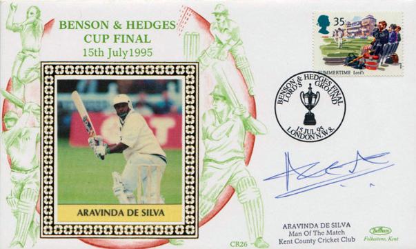 Aravinda-da-Silva-memorabilia-Aravinda-da-silva-autograph-signed-Kent-cricket-memorabilia-Sri-Lanka-cricket-memorabilia-1995-Benson-and-Hedges-Cup-Final-FDC-Man-of-Match