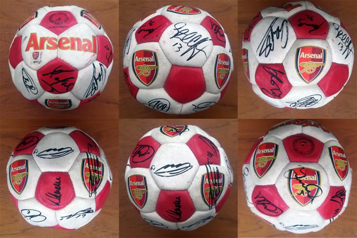 Arsenal-football-memorabilia-signed-bal-1988-89-squad-league-champions-george-graham-alan-smith-paul-merson-david-seaman-lee-dixon-tony-adams-michael-thomas-afc