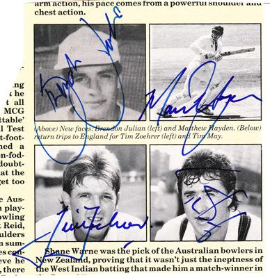 Australia-Cricket-memorabilia-signed-Matthew-Hayden-autograph-brendon-julien-tim-may-tim-zoehrer