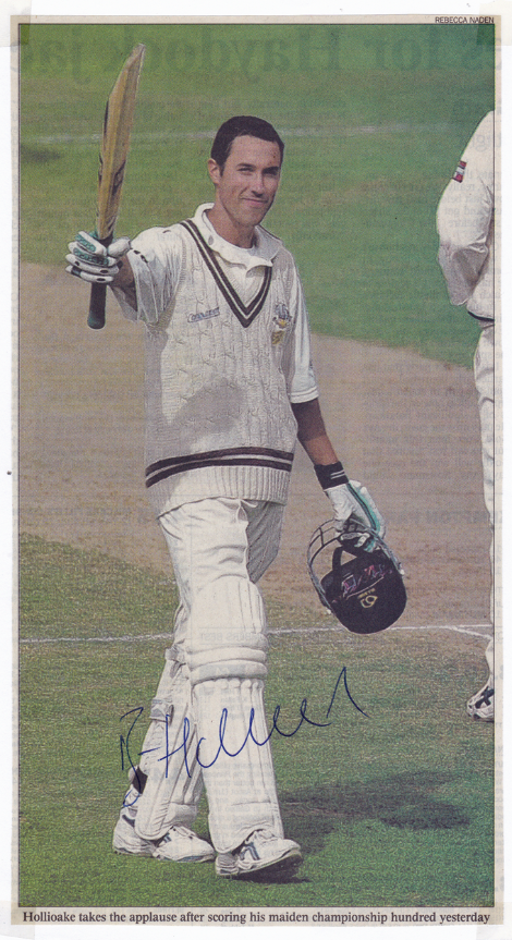 Ben Hollioake autograph signed surrey cricket memorabilia england test match odi batsman century maiden raise the bat 2001